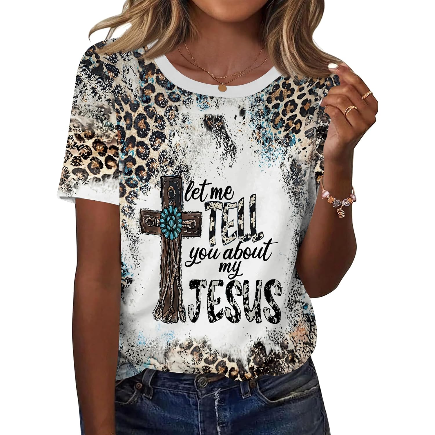 Kistore Womens Crew Neck Short Sleeve Tops Dressy Casual Blouses Summer Shirts S-3XL