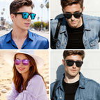 Fit Over Glasses Polarized Sunglasses for Women Men Oversized Square Shades UV400 Protection (3pack) Black + Mirror Blue + Mirror Purple