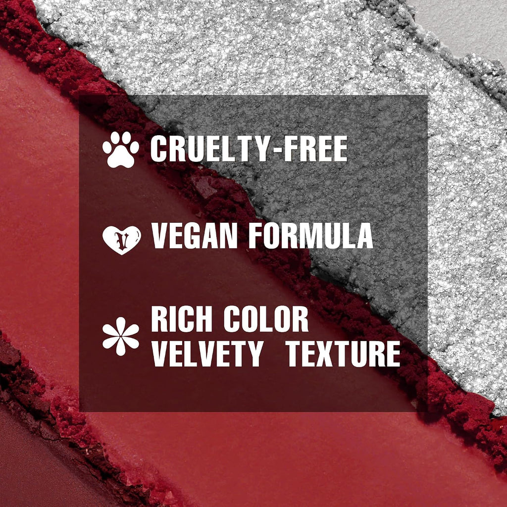 Maki Yika Black Red Eyeshadows Palette 9Color Pigmented Dark Red Black Grey Eye Shadows Long Lasting Eyeshadow Halloween Goth Eye Makeup-Black Red