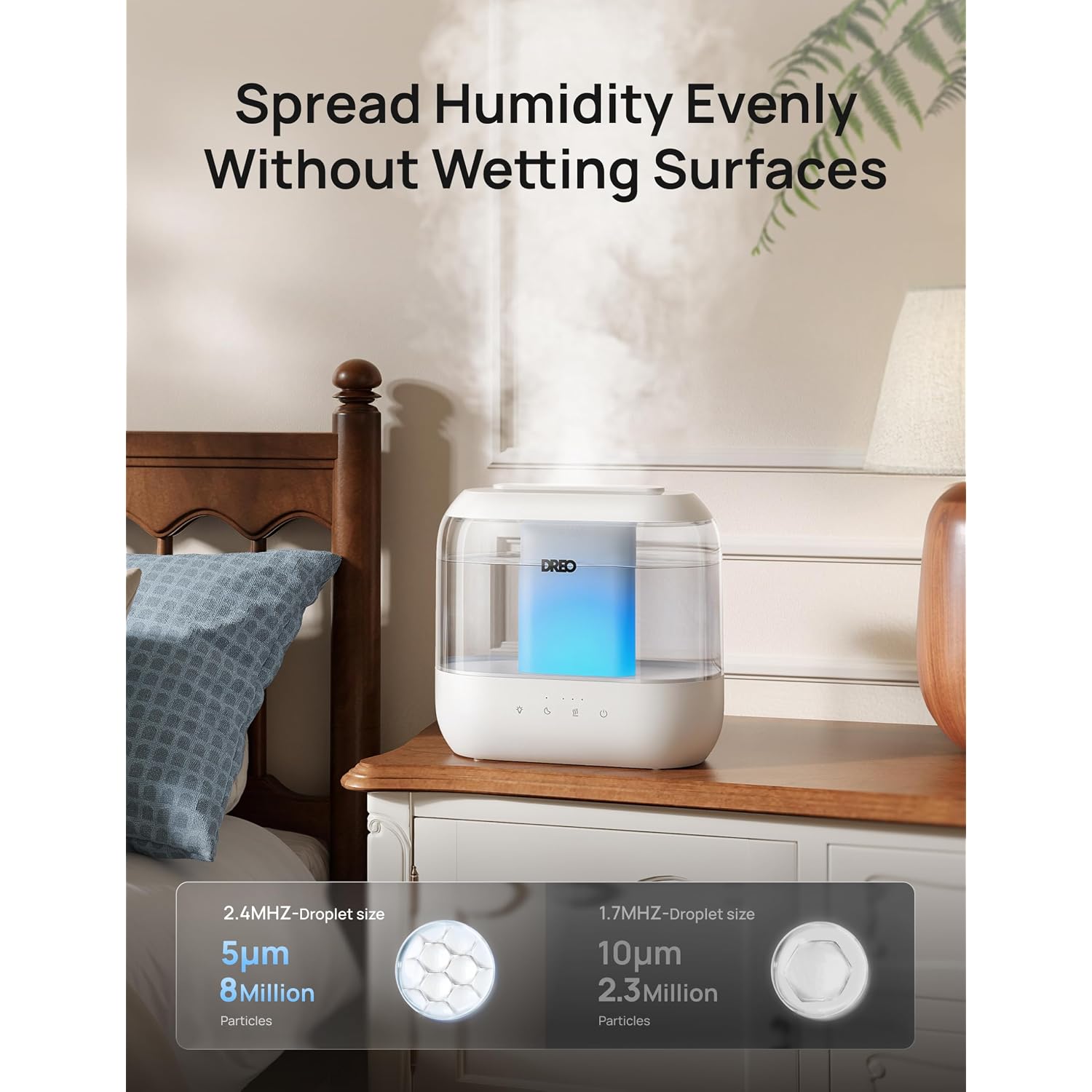 Dreo 4L Humidifiers For Bedroom, 36H Runtime, 28 Db Quiet, Hm311 | Easy To Refill & Clean, Bpa-Free, Nightlight, Supersized Air Humidifiers For Large Room, Baby Nurseries, Plants, Indoor