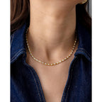 PAVOI 14K Gold Plated Simulated Diamond Tennis Necklaces for Women - Classic Tennis Chain - Timeless Station Round and Pear Cubic Zirconia Stones Choker Necklace