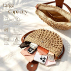 Straw Bag Beach Purse Summer Purses For Women Vacation Handbags Woven Crossbody Bags Straw Shoulder Bag