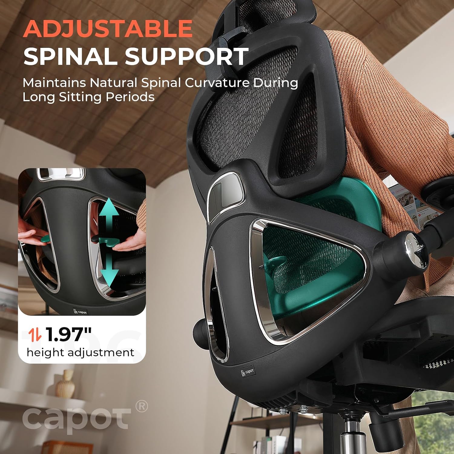 Ergonomic Mesh Office Chair, Adjustable Lumbar High Back Desk Chair 400Lbs, 4D Flip-Up Arms, 3-Level Tilt Backrest, 3D Headrest, Pu Wheels, Swivel Rolling Computer Seating For Long Desk Work