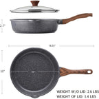 SENSARTE Nonstick Skillet, Deep Frying Pan 10/11/12-inch, Saute Pan with Lid, Stay-cool Handle, Healthy Stone Cookware Cooking Pan, Induction Compatible (10-Inch/3.5QT)