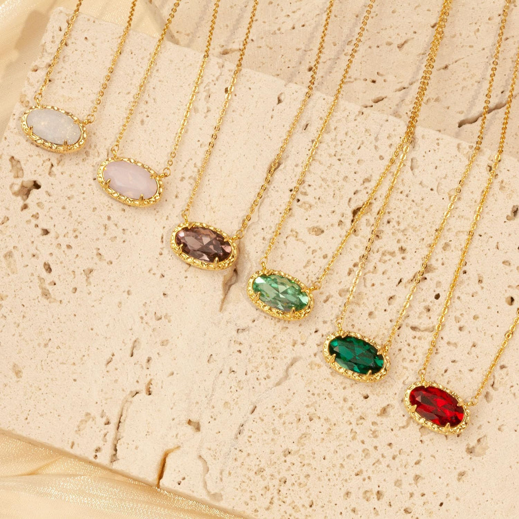 TLY Gold Necklace for Women 14k Gold Plated Dainty Gemstone Pendant Necklace Red Rose Quartz Black Emerald Green Blue Prom Choker Necklace Birthday Wedding Bridesmaid Necklace Mothers Day Jewelry gifts