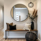 Black Round Mirror, Round Mirror 24 Inch, Black Circle Mirrors Matte Metal Frame, Wall Mounted Mirrors For Living Room, Bathroom, Wall, Entryway.