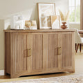 55" Fluted Sideboard Buffet Cabinet With Storage,Natural Oak | Modern Credenza With 4 Doors & Adjustable Shelves,Coffee Bar Table Console For Dining Room Kitchen Living Room Entryway