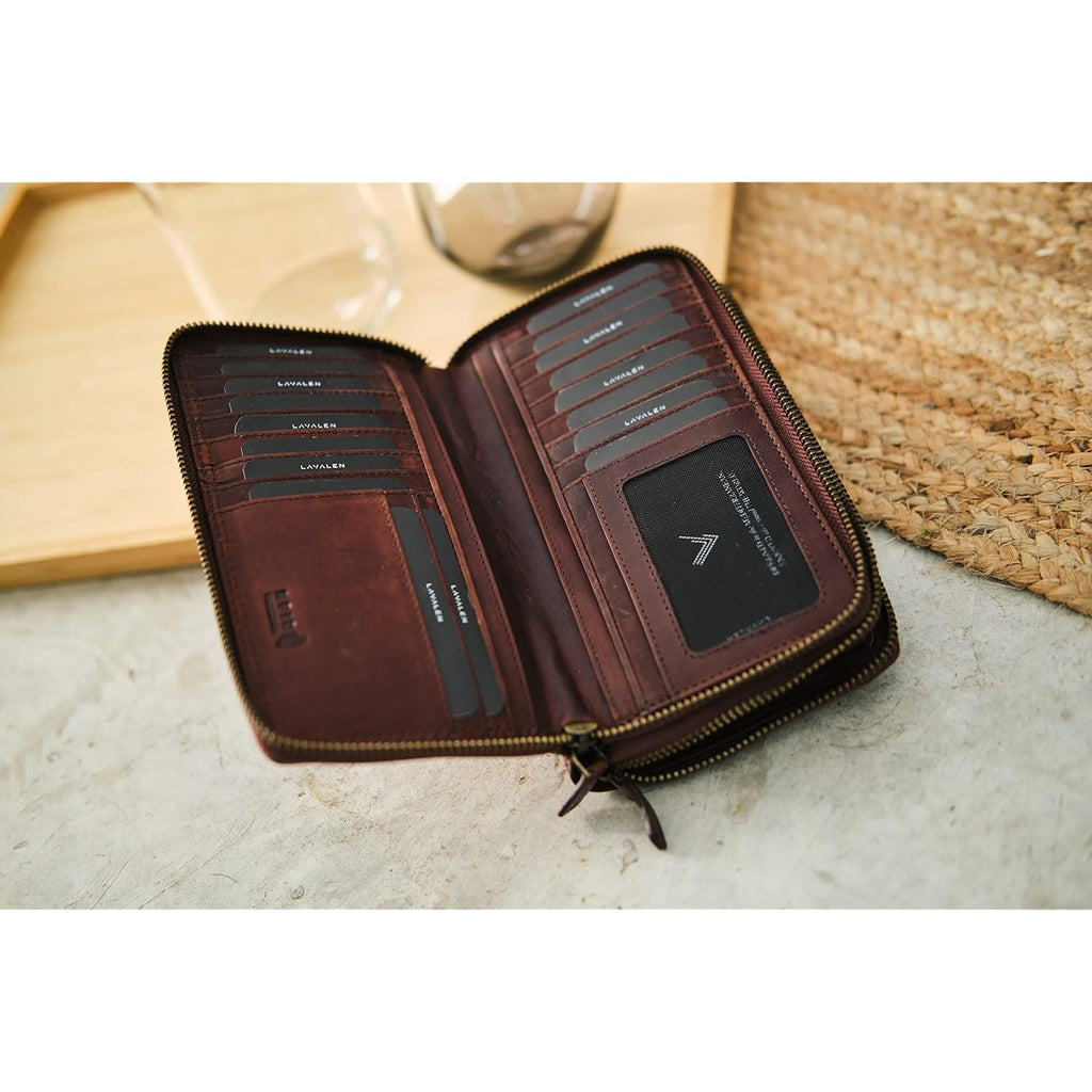 Leather RFID Wallet Women – Modern RFID Womens Wallet- Big Multiple Compartments – Credit Card Holder – Handcrafted Genuine Leather -Carteras de Mujer Piel