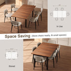 Extendable Dining Table For 4-6, 63" Modern Kitchen Table, Farmhouse Dining Room Tables For Dining, Kitchen, Office, Living Room, Rectangular Wooden Tables, Space Saving (Walnut)