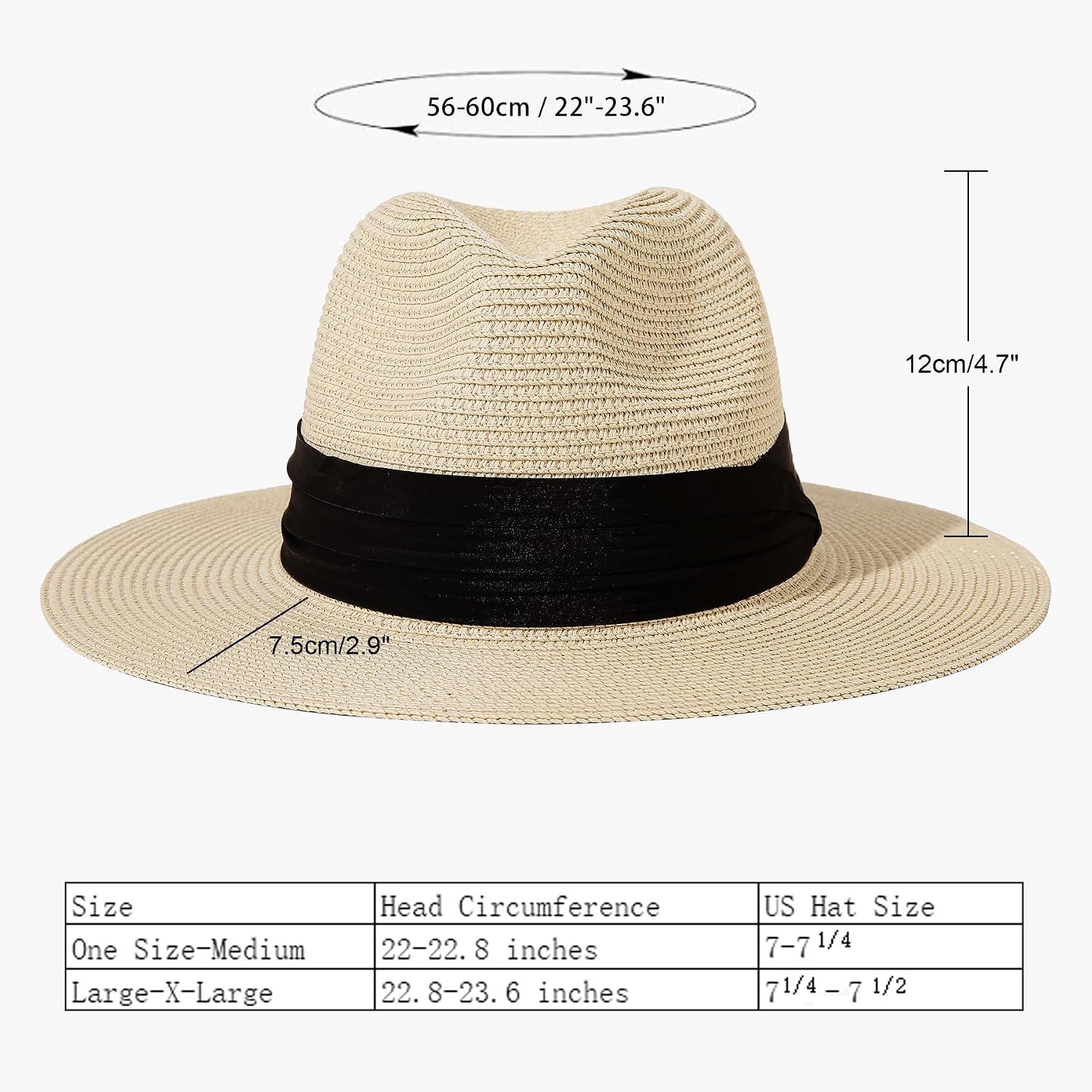 Women Wide Brim Straw Panama Roll Up Hat Fedora Beach Sun Hat Upf50+