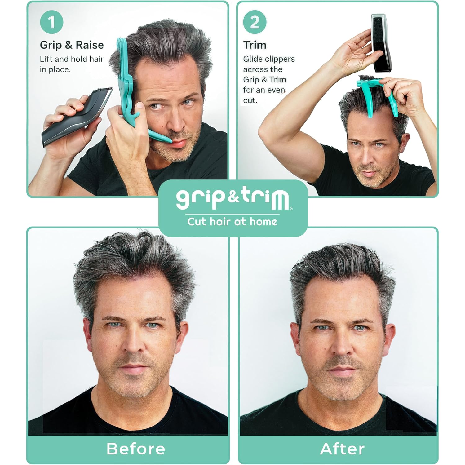 Cut Your Own And Other'S Hair At Home The Easy Way | Diy Haircut Tool For Everyone | Use With Your Hair Clippers For Clean, Even Trims Every Time With Grip And Trim.