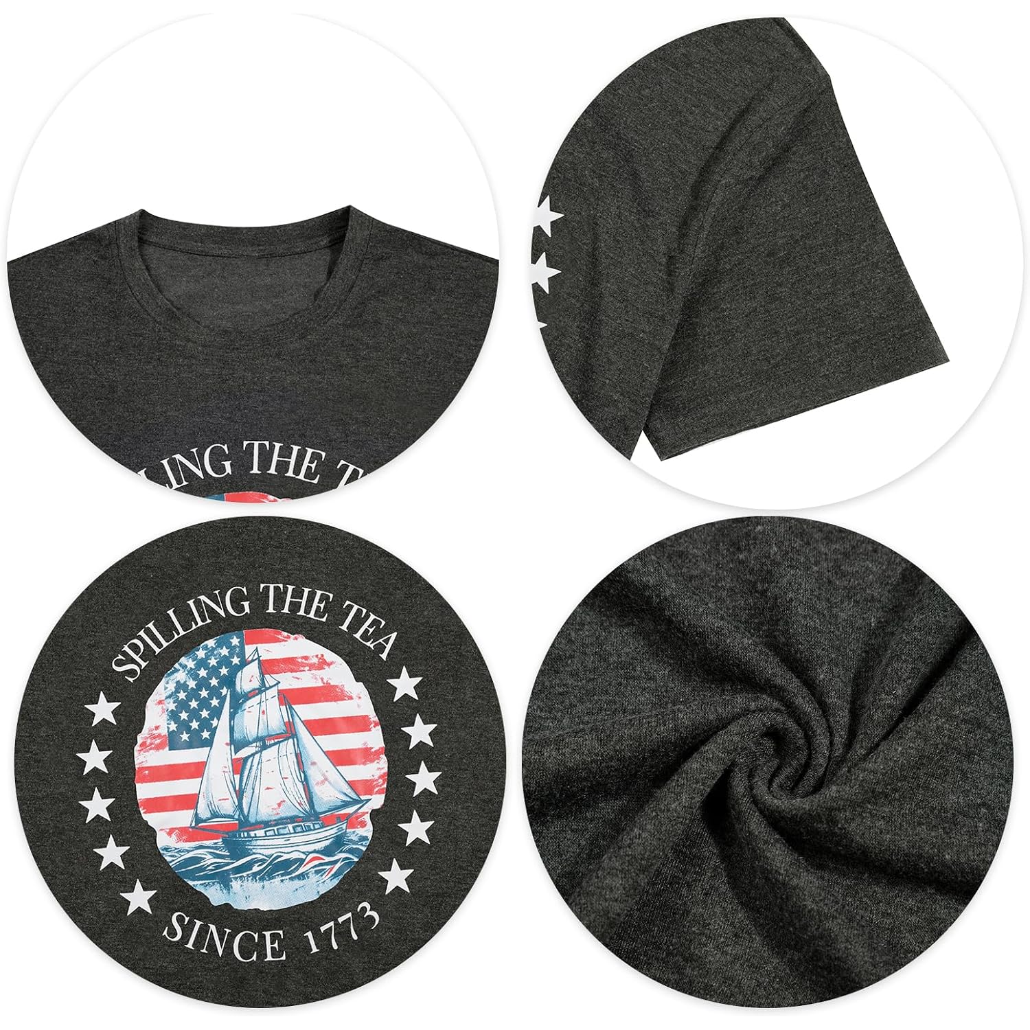 4th of July Shirts for Women Spilling The Tea Since 1773 Shirt Patriotic American Top History Teacher Tee