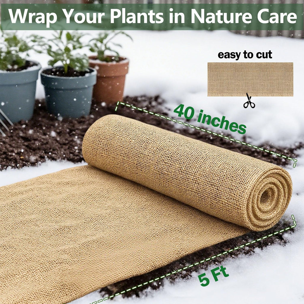40" X 5 Feet Burlap Fabric Roll – Burlap Fabric By The Yard, Natural Jute Garden Fabric For Diy Crafts, Multipurpose Tree Wrap, Outdoor Plant Cover, Weed Barrier, Landscaping, Rustic Party Decor