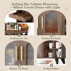 Coffee Bar Cabinet With 24-Cup Display, Large Drawer & Storage,Modern Buffet Sideboard For Kitchen, Medium Wooden Bar Station For Apartment，Walnut