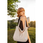 KALIDI Women Corduroy Tote Bag Zipper Casual Tote's Handbag Big Capacity Shoulder Bag with Pockets