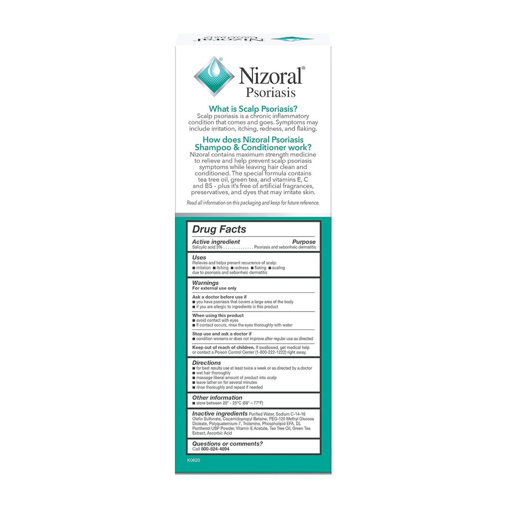 Nizoral Psoriasis Shampoo & Conditioner, 11 Oz, Gentle Scalp Treatment, Relieves Itching And Flaking, Redness And Scaling Effective Scalp Psoriasis Shampoo With Salicylic Acid And Tea Tree Oil