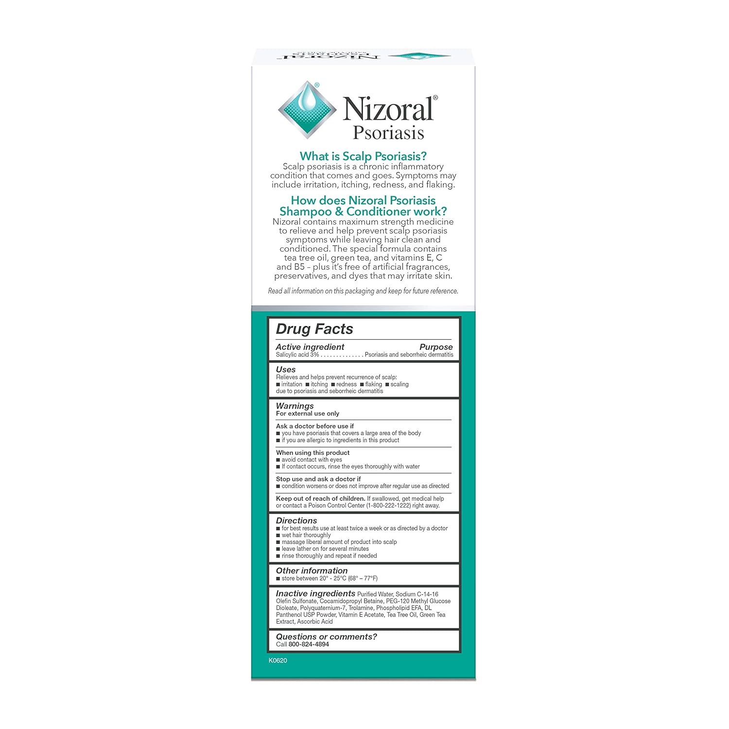 Nizoral Psoriasis Shampoo & Conditioner, 11 Oz, Gentle Scalp Treatment, Relieves Itching and Flaking, Redness and Scaling Effective Scalp Psoriasis Shampoo with Salicylic Acid and Tea Tree Oil