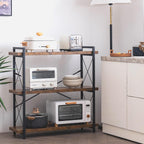 Hchqhs 3-Tier Industrial Bookshelf, 35" W X 12" D X 35" H | 1.2" Shelf Thickness, 14.17" Shelf Height, Wood And Metal, Horizontal, Rustic Brown, For Office Living Room Bedroom