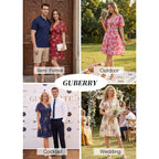 Guberry Womens Spring Summer Casual Floral Wrap V Neck Stretchy Mesh Dress Modest Wedding Guest Dress