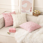 Miulee Pink Bow Pillow Covers Coquette Room Decor Aesthetic Set Of 2 Spring Decorative Cute Girl Soft Plush Faux Pillowcase For Preppy Room Decor Bedroom Couch,18X18 Inch