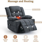 Korser 360° Swivel Rocker Recliner For Adults, Nursery Glider Recliner With Massage And Heating, Rocking Chair With Cup Holder, Manual Recliner Chair For Living Room, Bedroom (Fabric, Dark Gray)