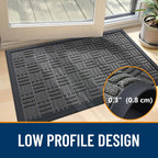 Olanly Front Door Mat Outside Entrance 29.5X17, Absorbent, Heavy Duty Sturdy Natural Rubber Doormat Indoor Outdoor, Stain And Fade Resistant, Non-Slip Backing Low Profile Floor Mat For Entryway, Grey