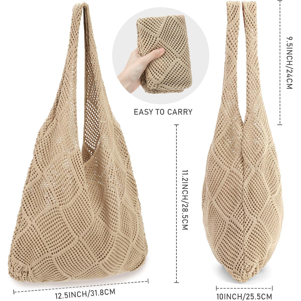Hatisan Crochet Bag For Women, Handmade Knit Beach Tote Bag Summer