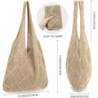 Hatisan Crochet Bag For Women, Handmade Knit Beach Tote Bag Summer