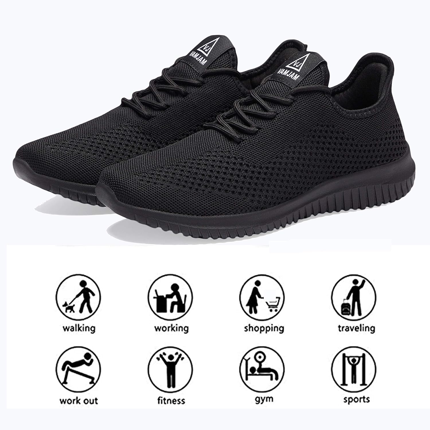 Vamjam Men'S Running Shoes Ultra Lightweight Breathable Walking Shoes Non Slip Athletic Fashion Sneakers Mesh Workout Casual Sports Shoes