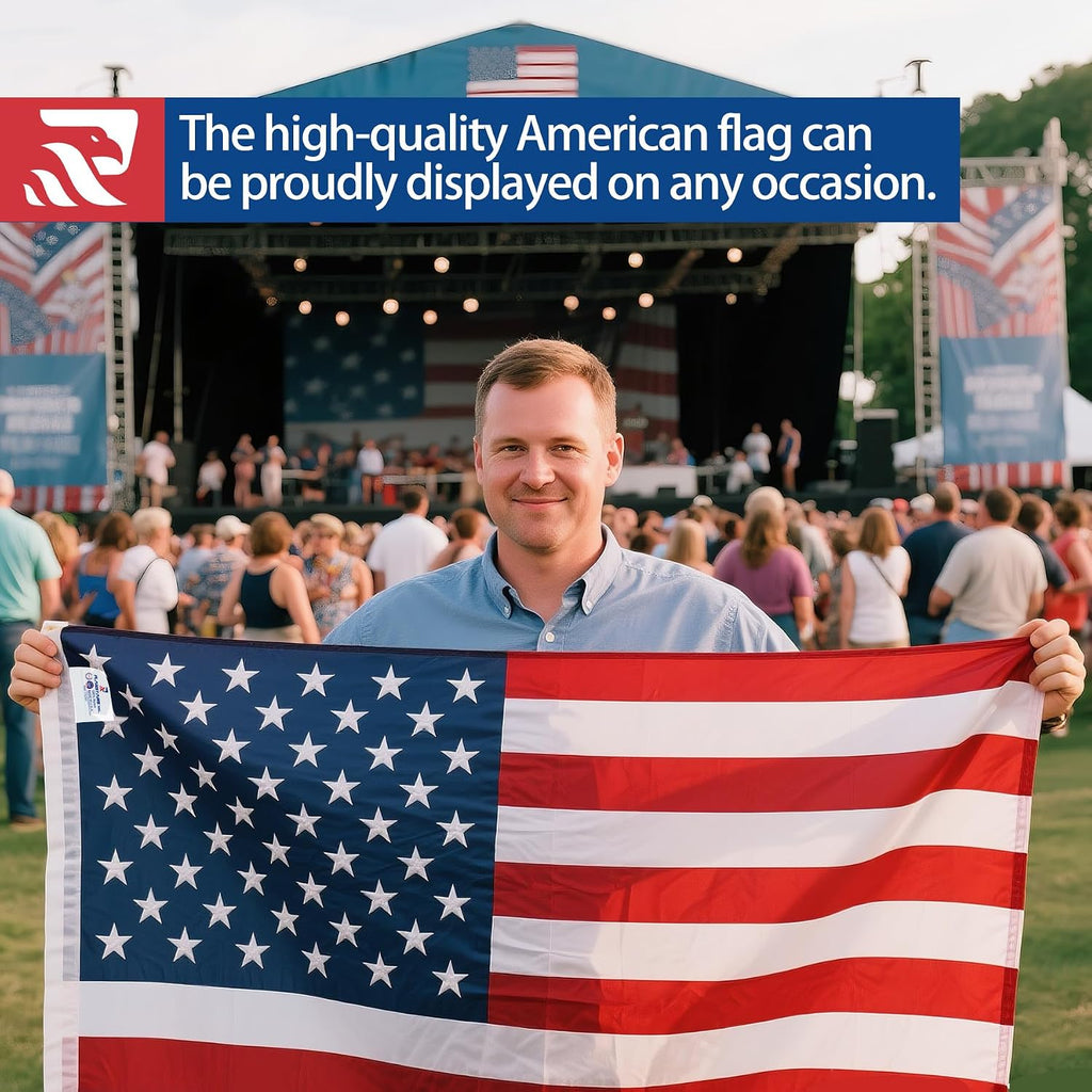 American Flag Made In Usa, 3X5 Ft Heavy Duty Nylon Outdoor Flag, Super Durable For All-Weather High Wind Use, Fade-Resistant, Uv-Protected & Tear-Proof, Longest-Lasting Embroidered Stars Us Flag.