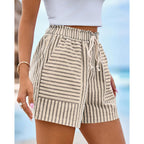 Striped Summer Shorts for Women 2026 Loose Spring Casual Elastic Waist Lounge Resort Wear Vacation Beach Shorts