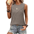 Women's Sleeveless Summer Crewneck Loose Fit Tank Tops