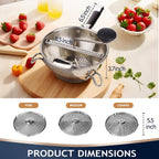 Stainless Steel Food Mills With 3 Milling Discs,Ergonomic Design Of Rotary Food Mills For Tomato Sauce,Potatoes,Jams With Silicone Handle Dishwasher Safe, Multifunctional Spoon,Orange