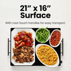 Chefman Electric Warming Tray With Adjustable Temperature Control, Perfect For Buffets, Restaurants, Parties, Events, And Home Dinners, Large 21” X 16” Glass-Top Surface Keeps Food Hot – Black