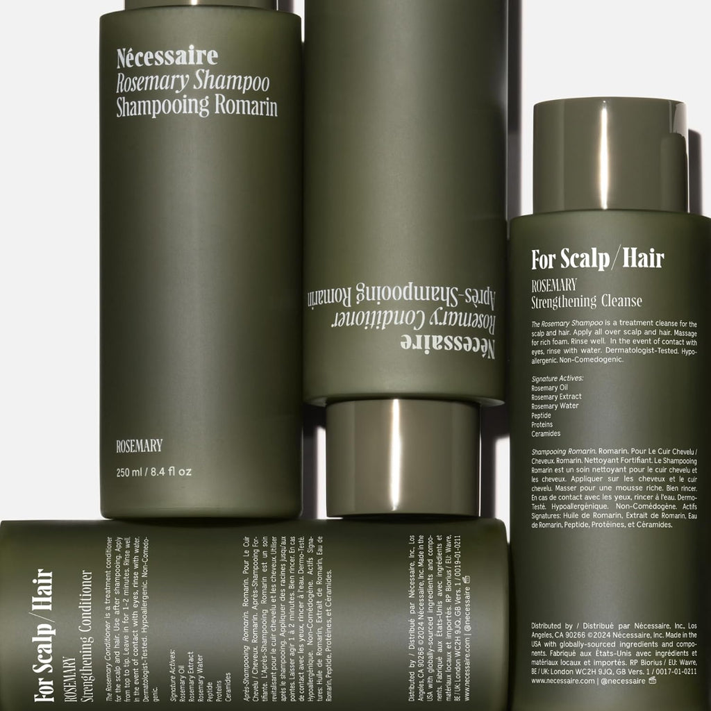 Nécessaire Rosemary Hair Duo | Multi-Protein Strengthening Rosemary Shampoo And Conditioner Set For Thinning Hair. For Women + Men. Free Of Sulfates. Color-Safe. 250 Ml / 8.4 Oz