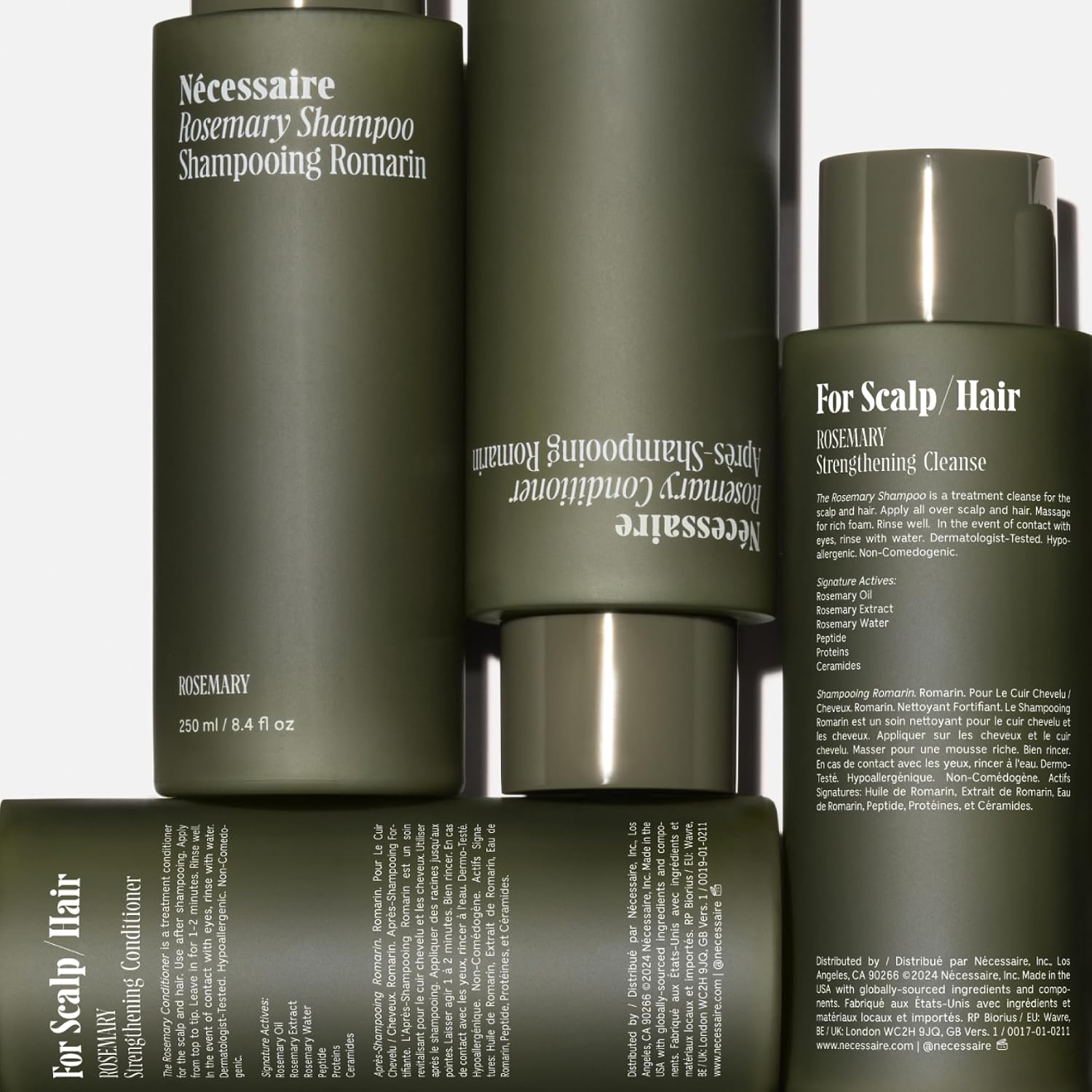 Nécessaire Rosemary Hair Duo | Multi-Protein Strengthening Rosemary Shampoo And Conditioner Set For Thinning Hair. For Women + Men. Free Of Sulfates. Color-Safe. 250 Ml / 8.4 Oz
