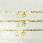 Initial Ankle Bracelets for Women Waterproof 14K Gold Plated Dainty Layered Figaro Chain Letter Initial CZ Heart Ankle Bracelets Set Summer Beach Jewelry for Women