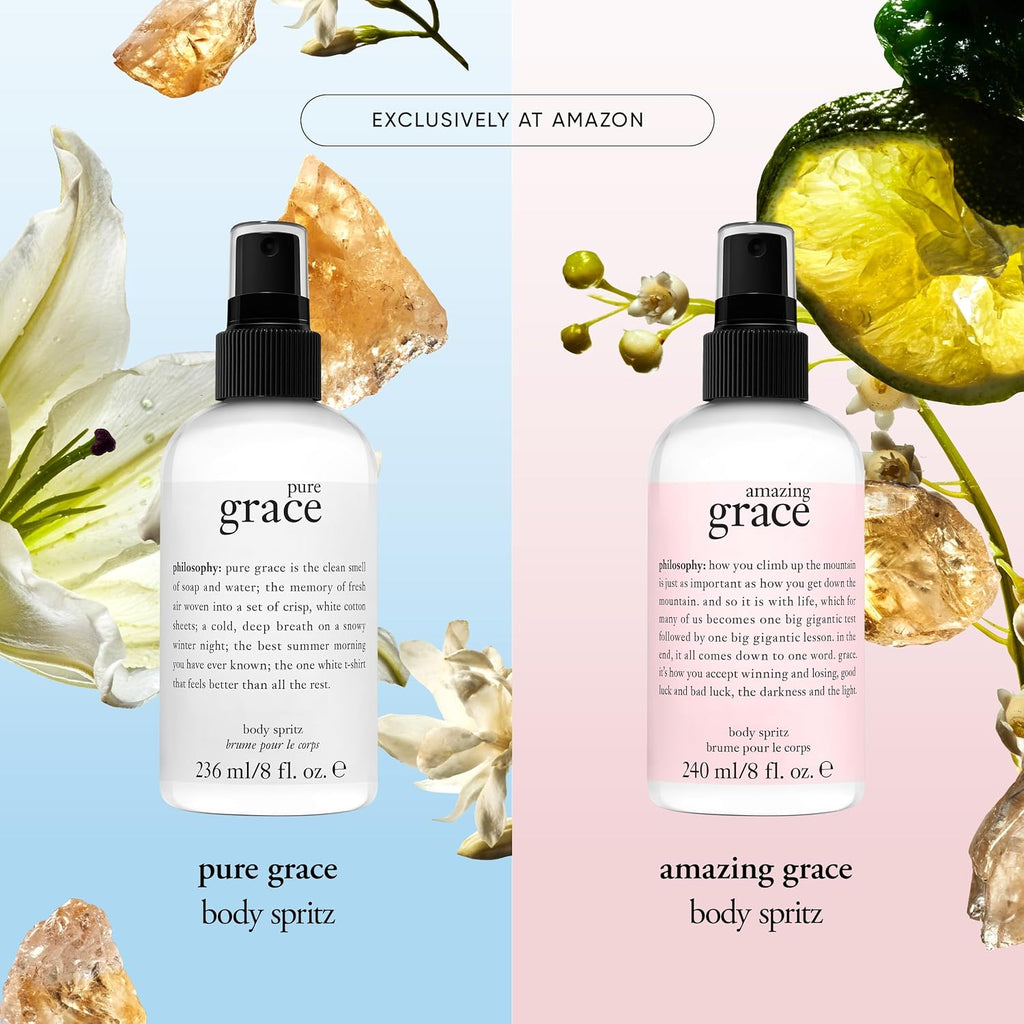 Philosophy Pure Grace Body Spray - Crisp & Clean Women'S Scent - With Notes Of Water Lily, Leafy Greens & Musk - Luxury Body Spritz For Women - Long Lasting Fragrance - 8 Fl Oz.