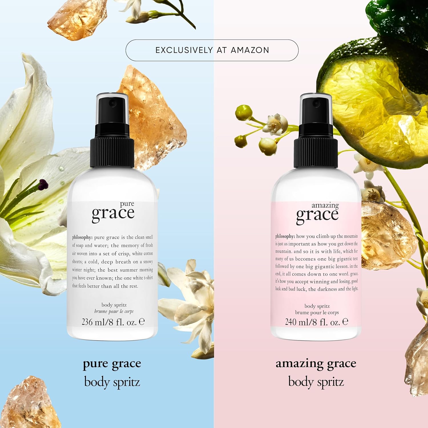 philosophy pure grace body spray - crisp & clean women's scent - with notes of water lily, leafy greens & musk - luxury body spritz for women - long lasting fragrance - 8 fl oz.