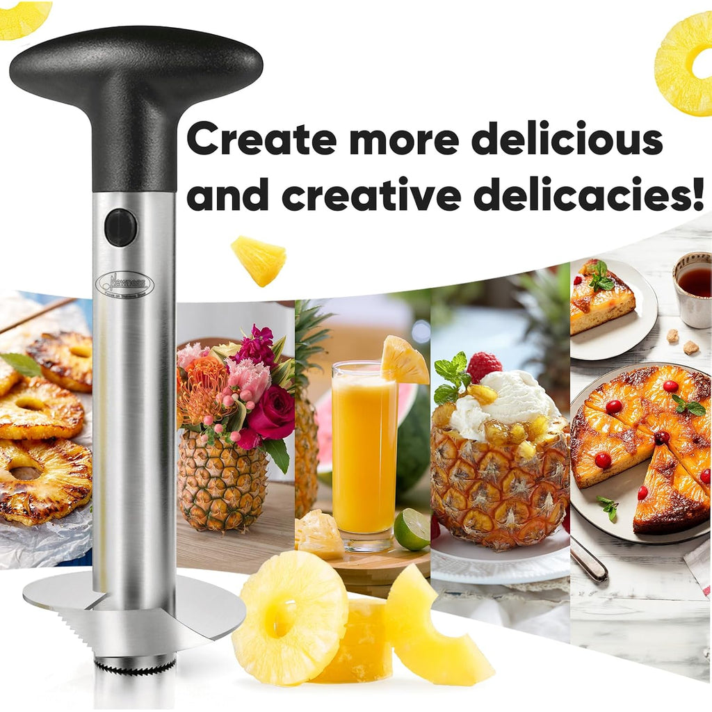 Pineapple Corer, [Upgraded, Reinforced, Thicker Blade] Newness Premium Pineapple Corer Remover, Stainless Steel Pineapple Core Remover Tool For Home & Kitchen With Sharp Blade For Diced Fruit Rings