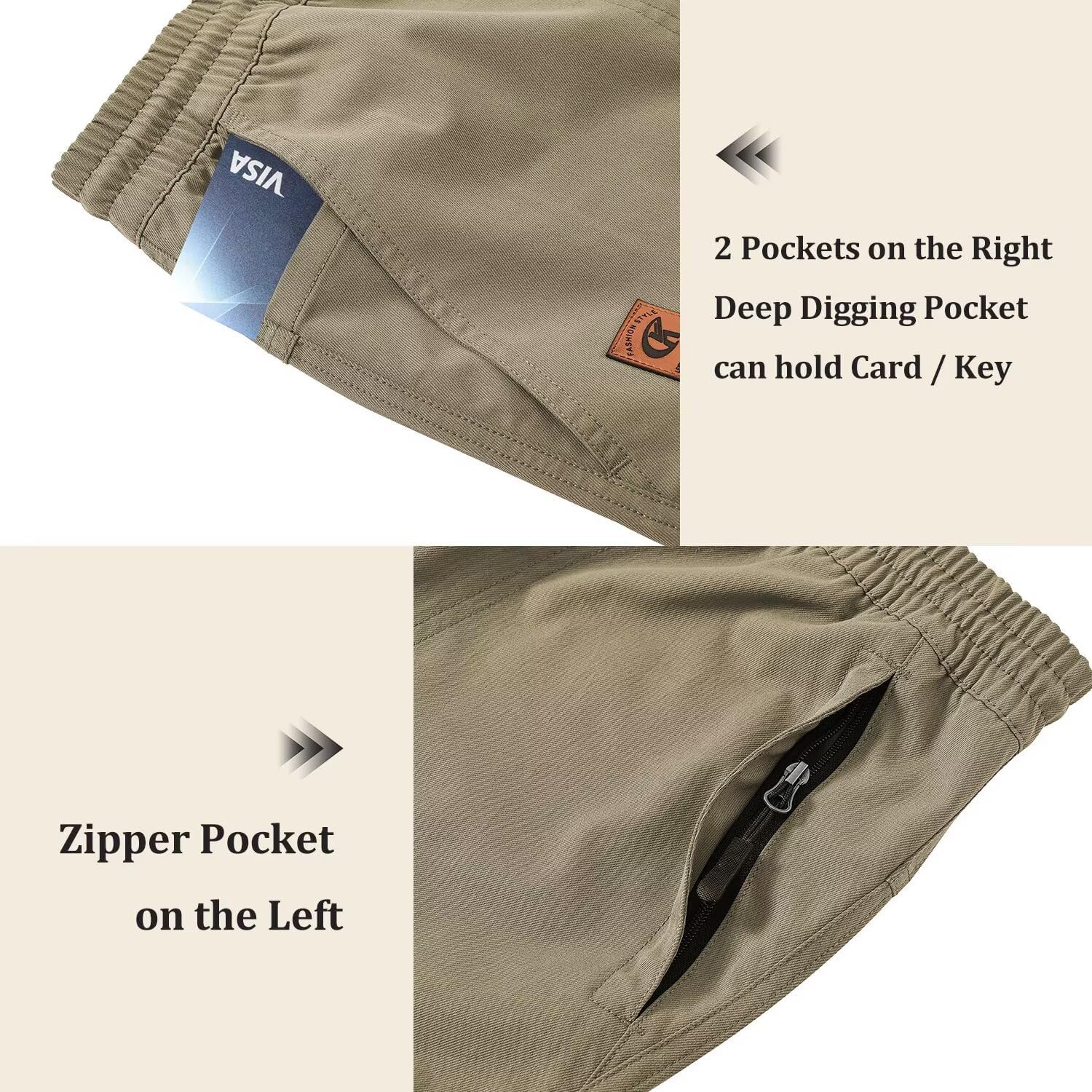 Qpngrp Men'S Stretch Waist Casual Shorts With 5 Pockets Include 1 Zipper Pocket
