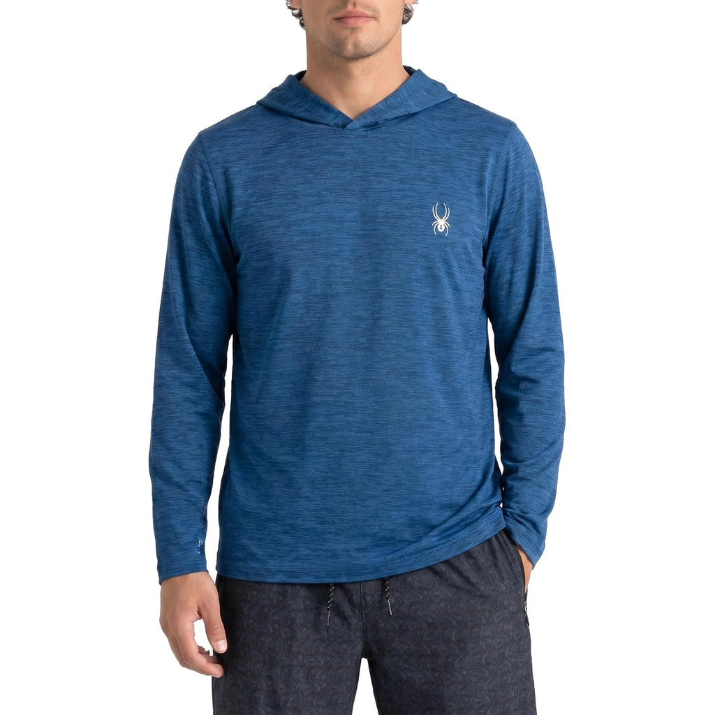 Spyder Men'S Hooded Long Sleeve Rashguard – Upf Sun Protection Quick-Dry Long Sleeve Swim Shirt
