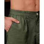 Kallspin Men'S Linen Blend Flat Front Shorts 9" Lightweight Casual Shorts With Elastic Waist And Side Pockets