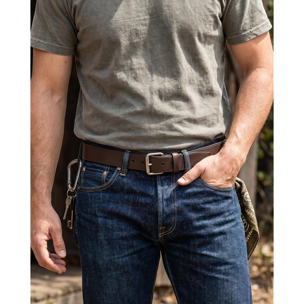 Chaoren Work Belts For Men, Leather Belt Heavy Duty For Daily Wear | Genuine Leather, Solid Buckle, Casual Wear, Everyday Dress, Gift Box