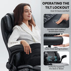 500Lbs Big And Tall Office Chair Adjustable Lumbar Support For Back Pain, Extra Wide Seat Executive Office Chair Thick Armrest Pad, Heavy Duty Base&Upgraded Wheels, Ergonomic Comfy Computer Desk Chair