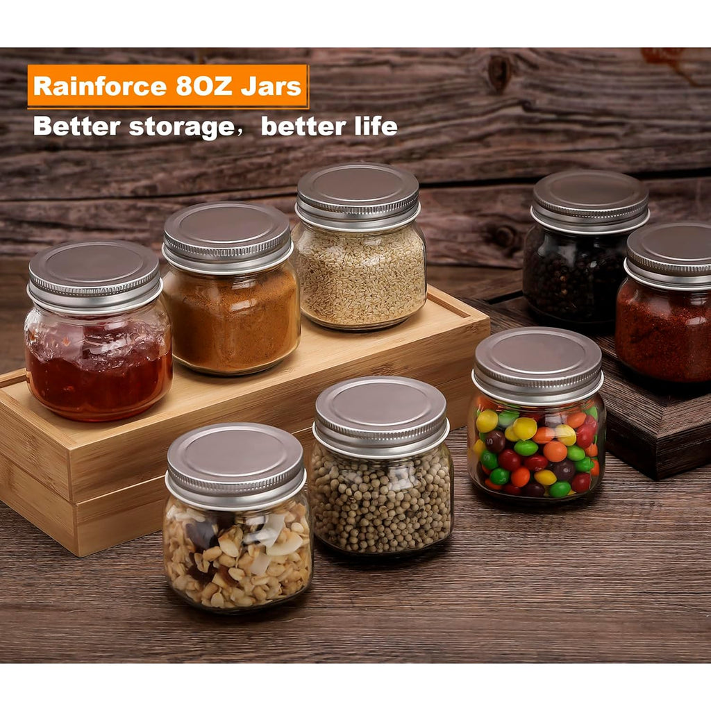 Mason Jars 8 oz 30 Pack- Small Mason Jars With Silver Lids -1/4 Quart Canning Jars| Storage Glass Jars With Lids For Jelly, Jam, Honey, Pickles - Spice Glass Jars - With 30 Chalkboard Labels