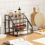 Coffee Syrup Rack Organizer, 3 Tier Countertop Storage Shelves, Kitchen Storage, 12 Syrup Bottle Stand Holder For Wine, Liquor, Kitchen Coffee Station Organizer Rack, 13.8"X13.4"X13.0", Rustic Brown