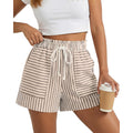 Striped Summer Shorts for Women 2026 Loose Spring Casual Elastic Waist Lounge Resort Wear Vacation Beach Shorts