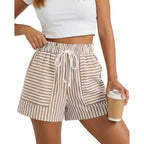 Striped Summer Shorts for Women 2026 Loose Spring Casual Elastic Waist Lounge Resort Wear Vacation Beach Shorts