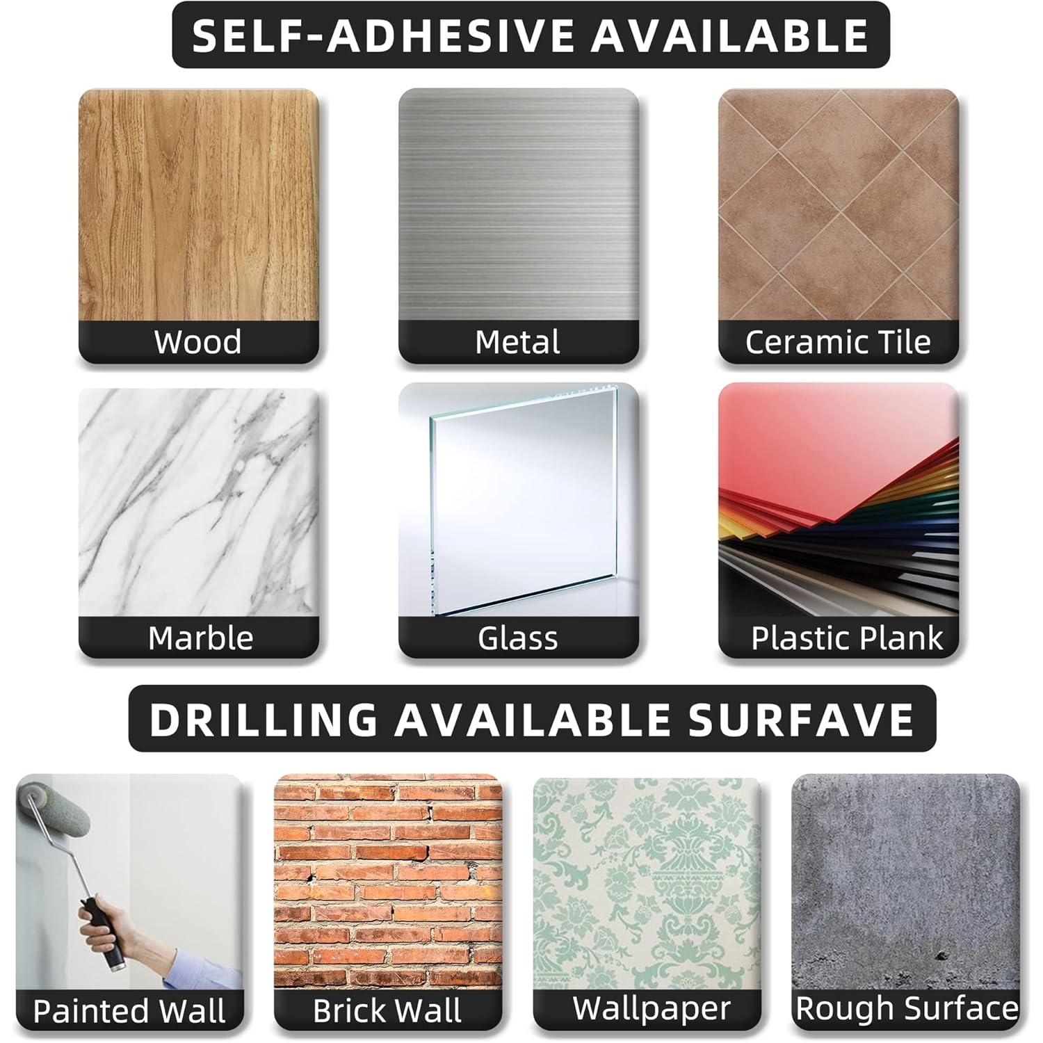 Paper Towel Holder - Self-Adhesive or Drilling, Matte Black, Upgraded Aluminum Kitchen Roll Dispenser Under Cabinet, Lighter but Stronger Than Stainless Steel!